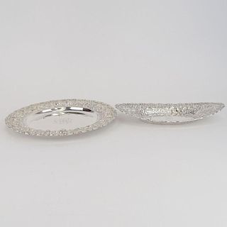 Two Vintage American Sterling Silver Floral Repousse Serving Pieces.
