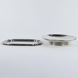A Sterling Silver Shallow Bowl and a Small Rectangular Tray.