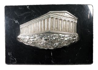 Vintage Silver & Marble Parthenon Wall Sculpture