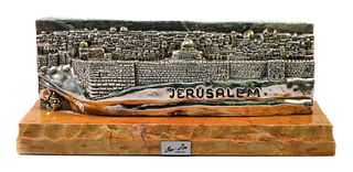 Ben-Zion 925 Sculpture Jerusalem on Marble Base
