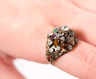 Vintage Rose Gold & Multi Gemstone Ring
