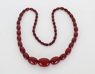Vintage Bakelite "Cherry Amber" Beaded Necklace