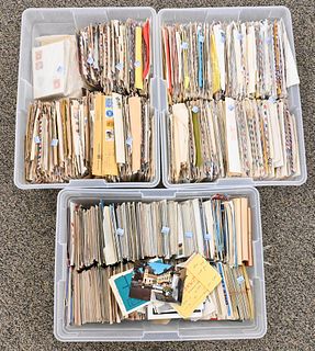 Large Group of Used Stamps on Envelopes and Post Cards.