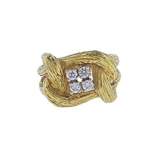 18K Gold Diamond Knot Ring