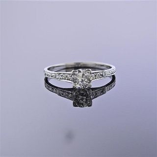 Art Deco Platinum Old European Diamond Engagement Ring