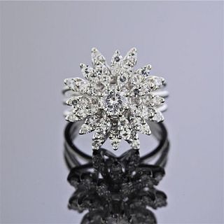 14k Gold Diamond Floral Cocktail Ring