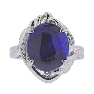 5.29ct Black Opal Diamond Platinum Ring