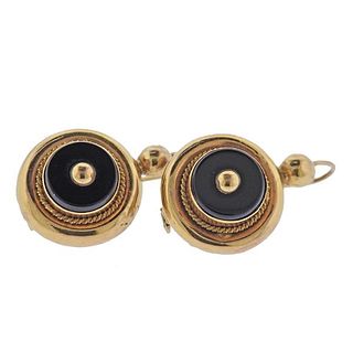 Antique 18k Gold Onyx Earrings