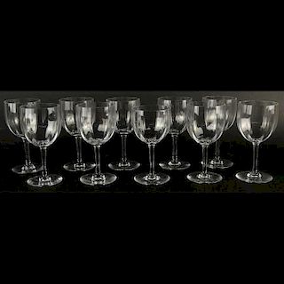 Set of Ten (10) Baccarat Montaigne-Optic Claret Glasses.