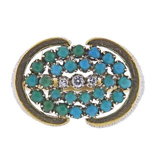 Spritzer &amp; Fuhrmann 18k Gold Diamond Turquoise Ring