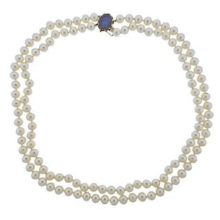 1960s 14k Gold Opal Pearl Necklace
