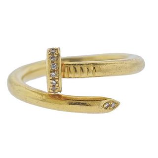 18k Gold Diamond Nail Ring
