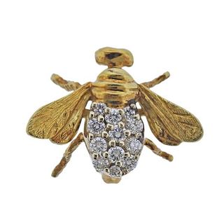 Herbert Rosenthal 18k Gold Diamond Ruby Insect Brooch Pin