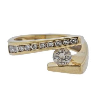 14k Gold Diamond Bypass Ring