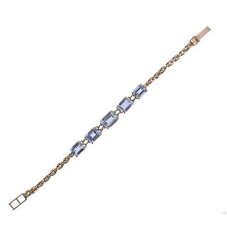 18k Gold Aquamarine Link Bracelet