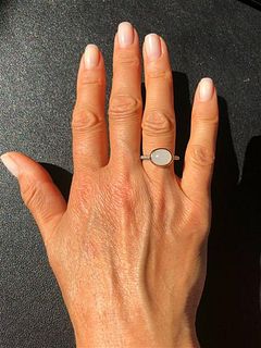 Mimi Milano 18K Gold Milky Quartz Diamond Ring