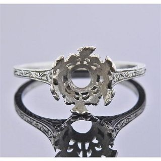 Art Deco Platinum Engagement Ring Setting