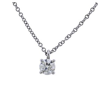 Tiffany &amp; Co Platinum Solitaire Diamond Pendant Necklace