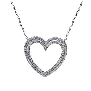 Tiffany &amp; Co Metro Platinum Diamond Heart Pendant Necklace
