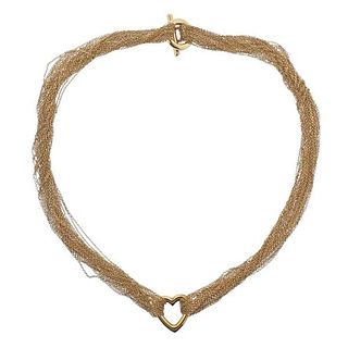 Tiffany &amp; Co 18k Gold Heart Multi Chain Toggle Necklace