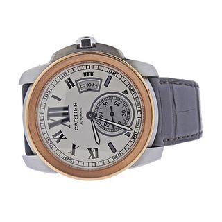 Cartier Calibre 18k Rose Gold Steel Automatic Watch 3389