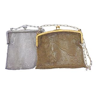 Antique Sterling Silver Gold Plate Mesh Purse Lot of 2
