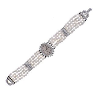 Rolex Precision 18k Gold Steel Diamond Pearl Watch Bracelet