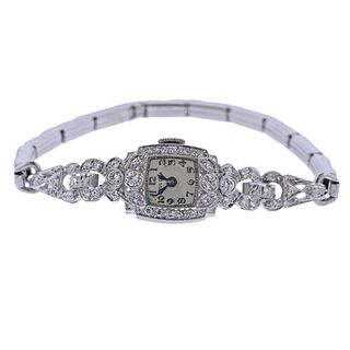 Bulova 1950s Platinum Diamond Watch Bracelet