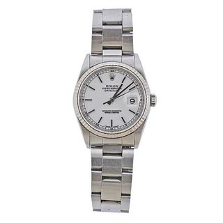 Rolex Datejust White Dial Steel Watch 16234