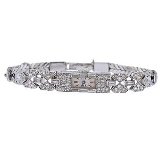 Art Deco Juvenia Platinum Diamond Watch
