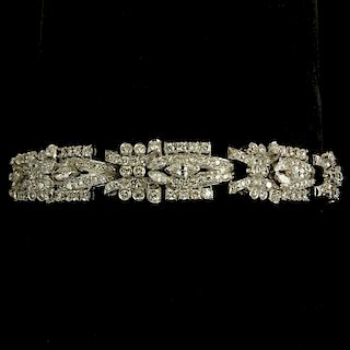 Beautiful Quality Art Deco approx. 25.0 Carat Round and Marquise Cut Diamond and Platinum Bracelet.
