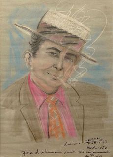 Humberto Oramas, Mexican (1948-2005) Pastel on Paper "Portrait".