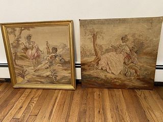 Pair of Square-Size French Tapestry