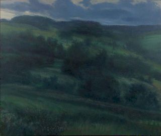John Gundelfinger, American (born 1937) 1980 Oil on Canvas "Ashbury Sunset from Carl's Deep Meadow".