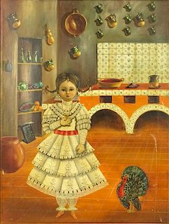 Agapito Labios, Mexican  (1898-1996) Oil on canvas "La Nina"
