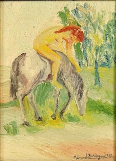 Manuel Bordogna, Spanish (20th C) Oil on canvas "Woman on Horse"