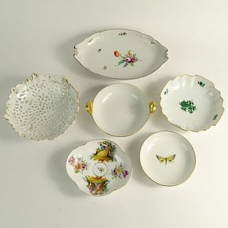 Lot of Six (6) Antique Continental Hand Painted Porcelain Tabletop Items.