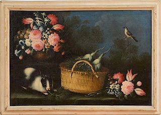 CONTINENTAL SCHOOL: STILL LIFE WITH BASKET AND RABBIT