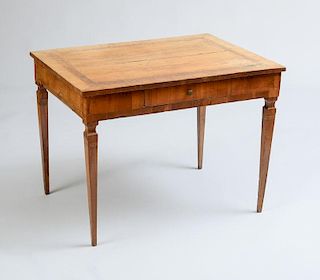 ITALIAN NEOCLASSICAL BLEACHED WALNUT AND FRUITWOOD PARQUETRY SIDE TABLE