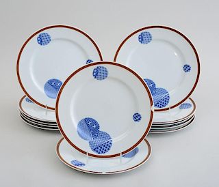 SET OF TWELVE DINNER PLATES, IN THE IMARI MEDALLION" PATTERN, RETAILED BY TIFFANY & CO."