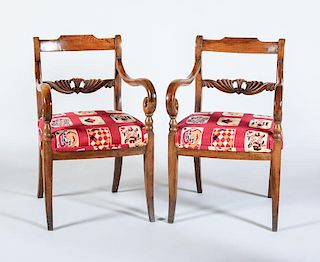 PAIR OF CONTINENTAL NEOCLASSICAL FRUITWOOD ARMCHAIRS