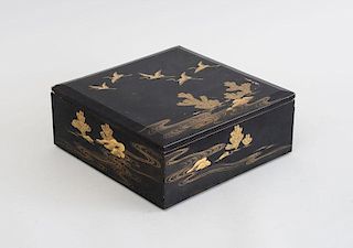 JAPANESE BLACK LACQUER BOX AND COVER