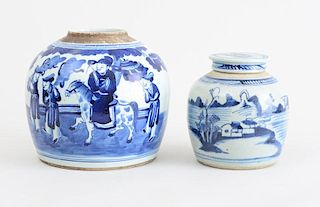 TWO CHINESE BLUE AND WHITE PORCELAIN GINGER JARS