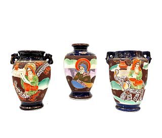 Lot of Three Japanese Satsuma Style Vases