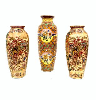 Lot of Three Hand Painted Porcelain Vases