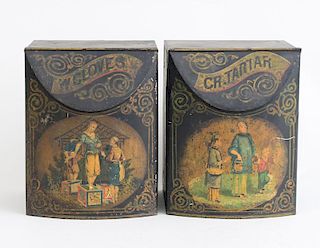 PAIR OF CHINOISERIE TÔLE PEINTE SPICE BOXES