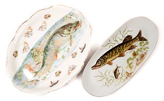2 Vintage Porcelain Fish Platters Vodrey Naaman