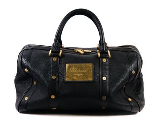 Chopard Geneve Black Leather Boston Bag