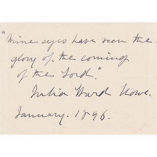 Julia Ward Howe Autograph Quote Signed from &#39;Battle Hymn of the Republic&#39;