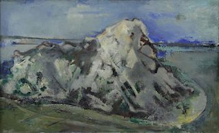 FLOCH, Joseph. Oil on Canvas. "Rock Near the Sea"
